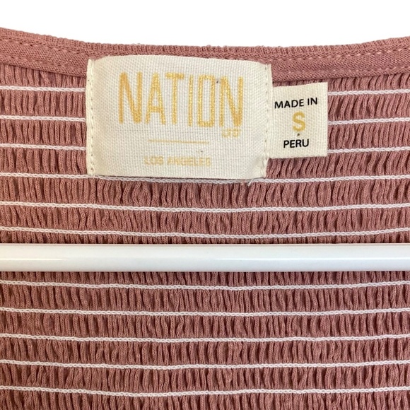 NATION LTD Della Smocked Puff Sleeve Top Kitten Heel Pink - Picture 5 of 12